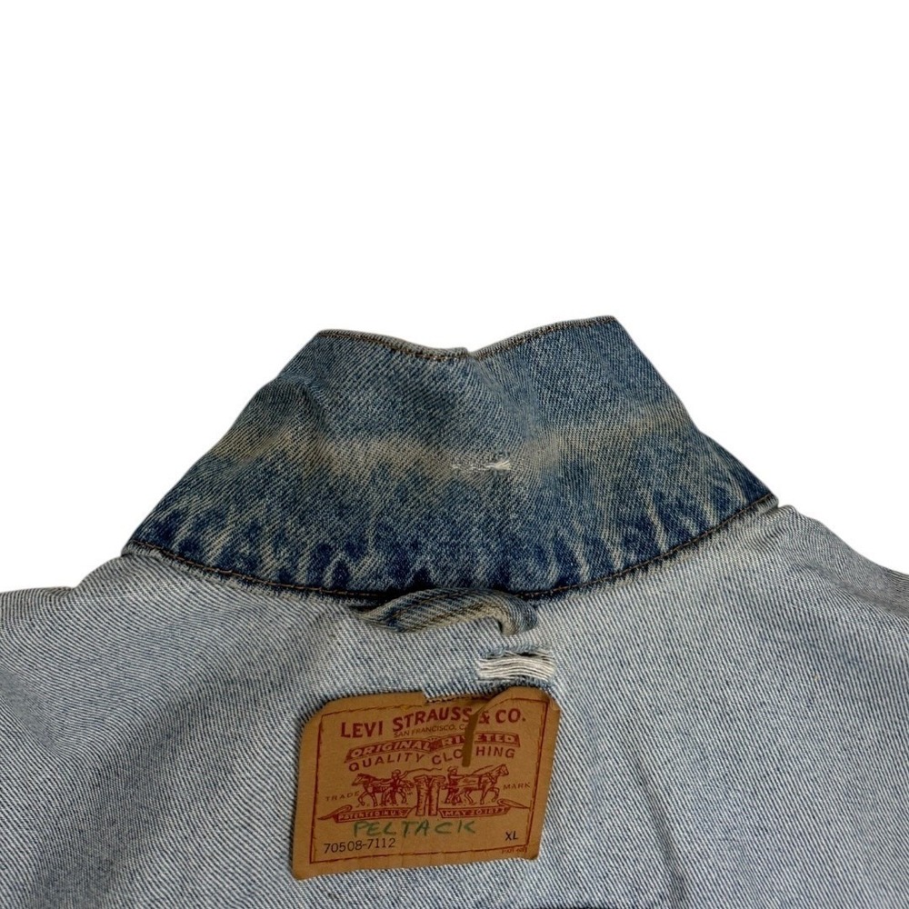 Vintage Levis Denim Vest XL Riding For Christian Motorcycles Patches Harley Pins - Picture 13 of 16